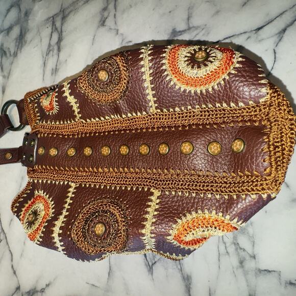 Y2K Isabella Fiore Carina Jeweled Crocheted Hobo Shoulder Bag Handbag Boho Chic - Picture 4 of 11